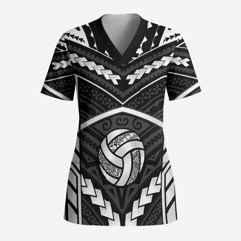 Custom Polynesia Beach Volleyball Scrub Top Polynesian Tribal Pattern LT05 Adult Black - Polynesian Pride