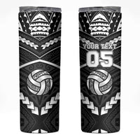 Custom Polynesia Beach Volleyball Skinny Tumbler Polynesian Tribal Pattern LT05 Black - Polynesian Pride