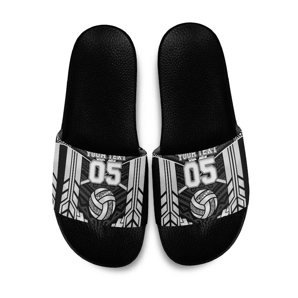 Custom Polynesia Beach Volleyball Slide Sandals Polynesian Tribal Pattern LT05 Black - Polynesian Pride