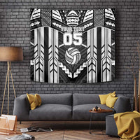 Custom Polynesia Beach Volleyball Tapestry Polynesian Tribal Pattern LT05 Black - Polynesian Pride
