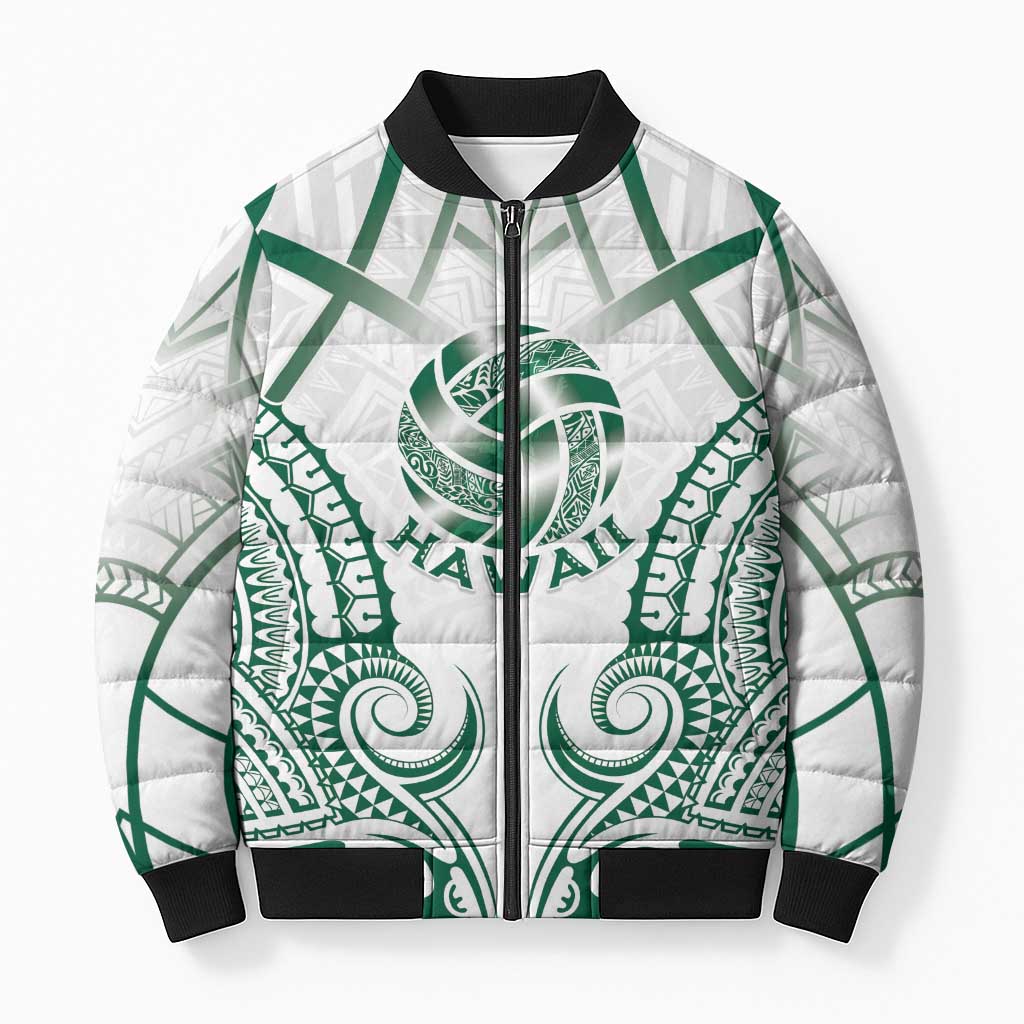 Custom Hawaii Volleyball Bomber Puffer Jacket Polynesian Pattern LT05 Unisex Teal - Polynesian Pride