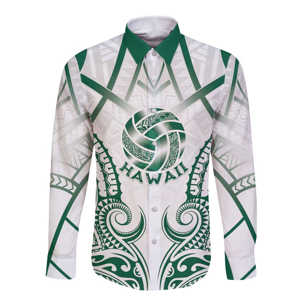 Custom Hawaii Volleyball Long Sleeve Button Shirt Polynesian Pattern LT05 Unisex Teal - Polynesian Pride