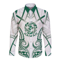 Custom Hawaii Volleyball Long Sleeve Button Shirt Polynesian Pattern LT05 Unisex Teal - Polynesian Pride