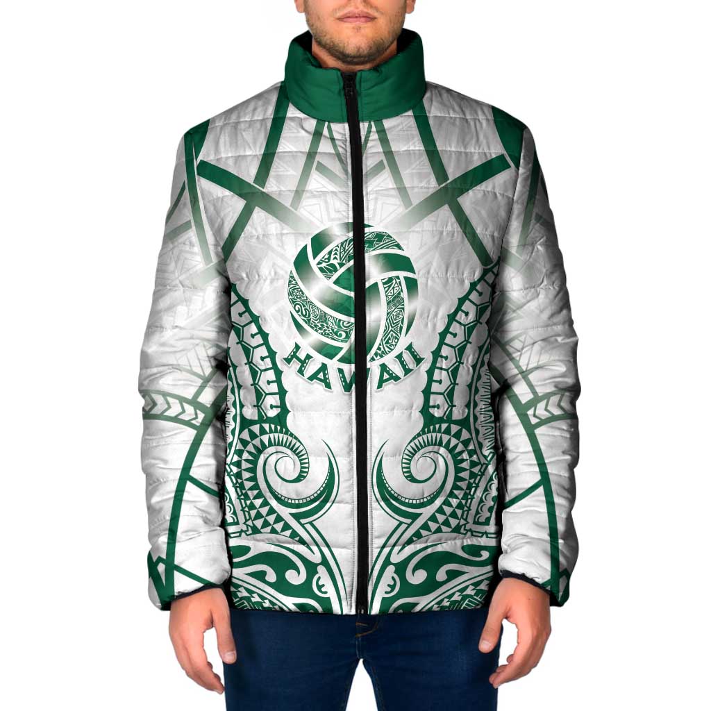 Custom Hawaii Volleyball Padded Jacket Polynesian Pattern LT05 Men Teal - Polynesian Pride