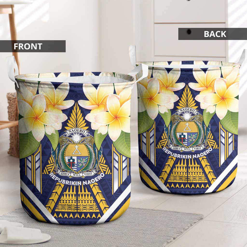 Nauru Independence Day Laundry Basket Coat Of Arms With Plumeria LT05 - Polynesian Pride