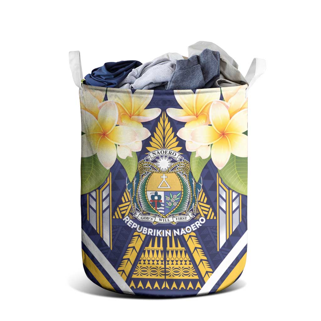 Nauru Independence Day Laundry Basket Coat Of Arms With Plumeria LT05 - Polynesian Pride
