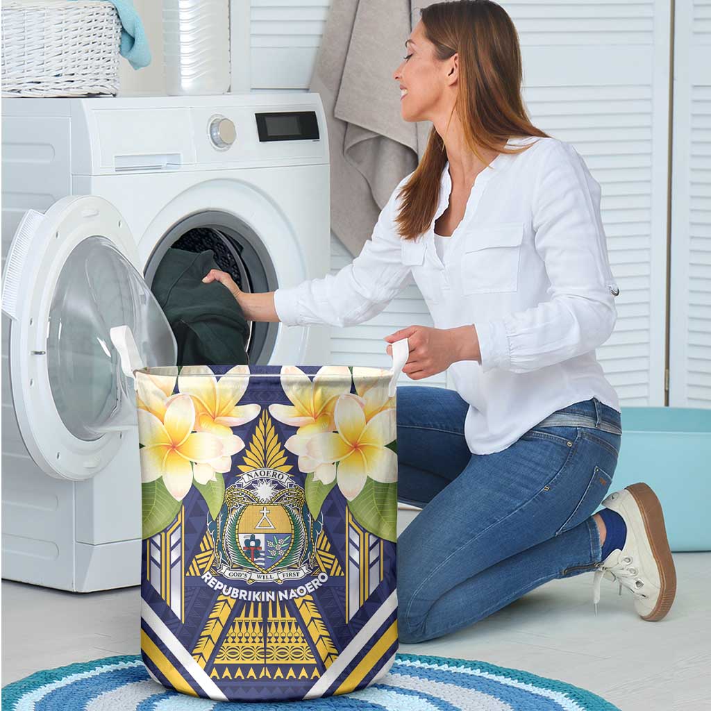 Nauru Independence Day Laundry Basket Coat Of Arms With Plumeria LT05 - Polynesian Pride