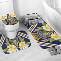 Nauru Independence Day Bathroom Set Coat Of Arms With Plumeria LT05 Mat Set Only (3 pcs) One Size Navy - Polynesian Pride