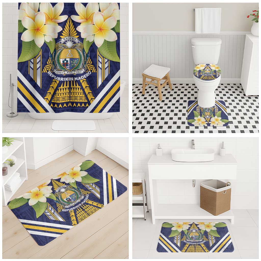 Nauru Independence Day Bathroom Set Coat Of Arms With Plumeria LT05 - Polynesian Pride