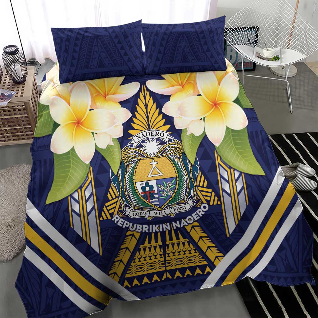 Nauru Independence Day Bedding Set Coat Of Arms With Plumeria LT05 - Polynesian Pride