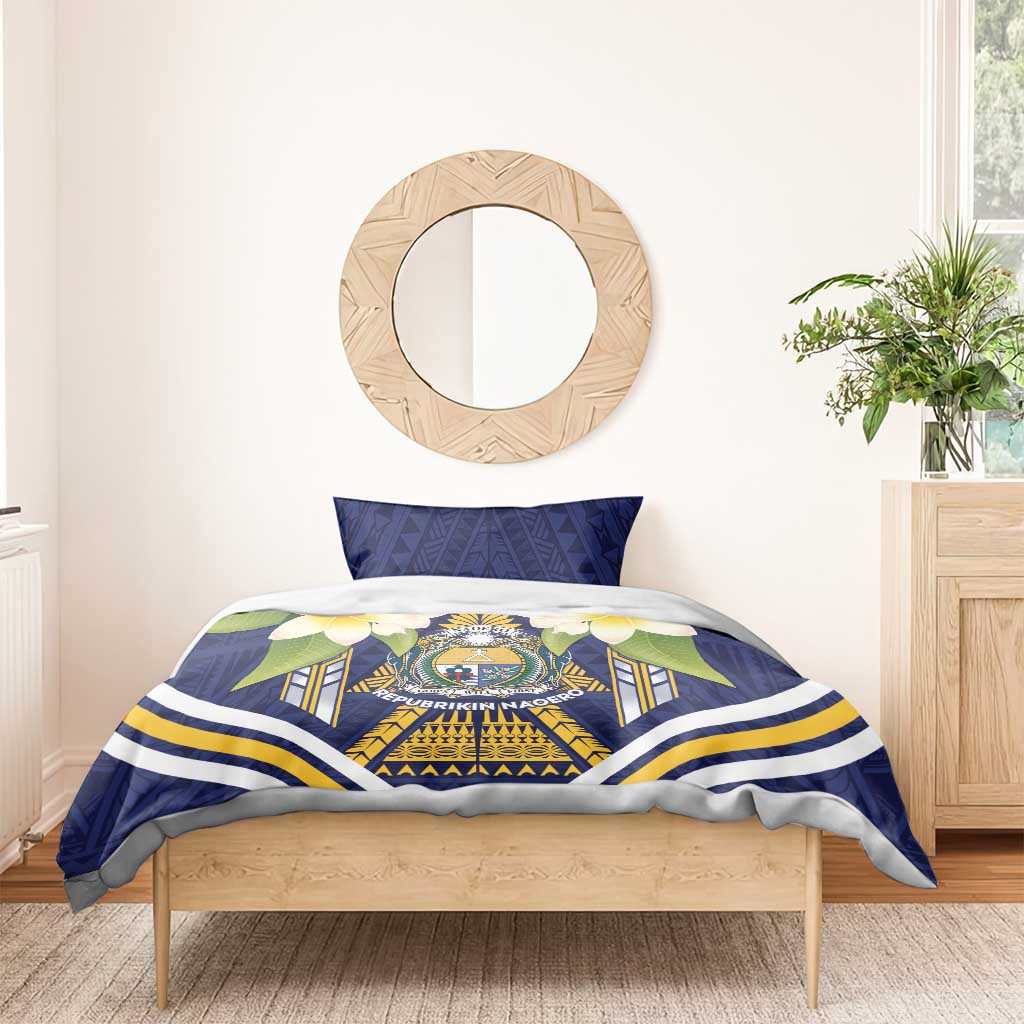 Nauru Independence Day Bedding Set Coat Of Arms With Plumeria LT05 - Polynesian Pride