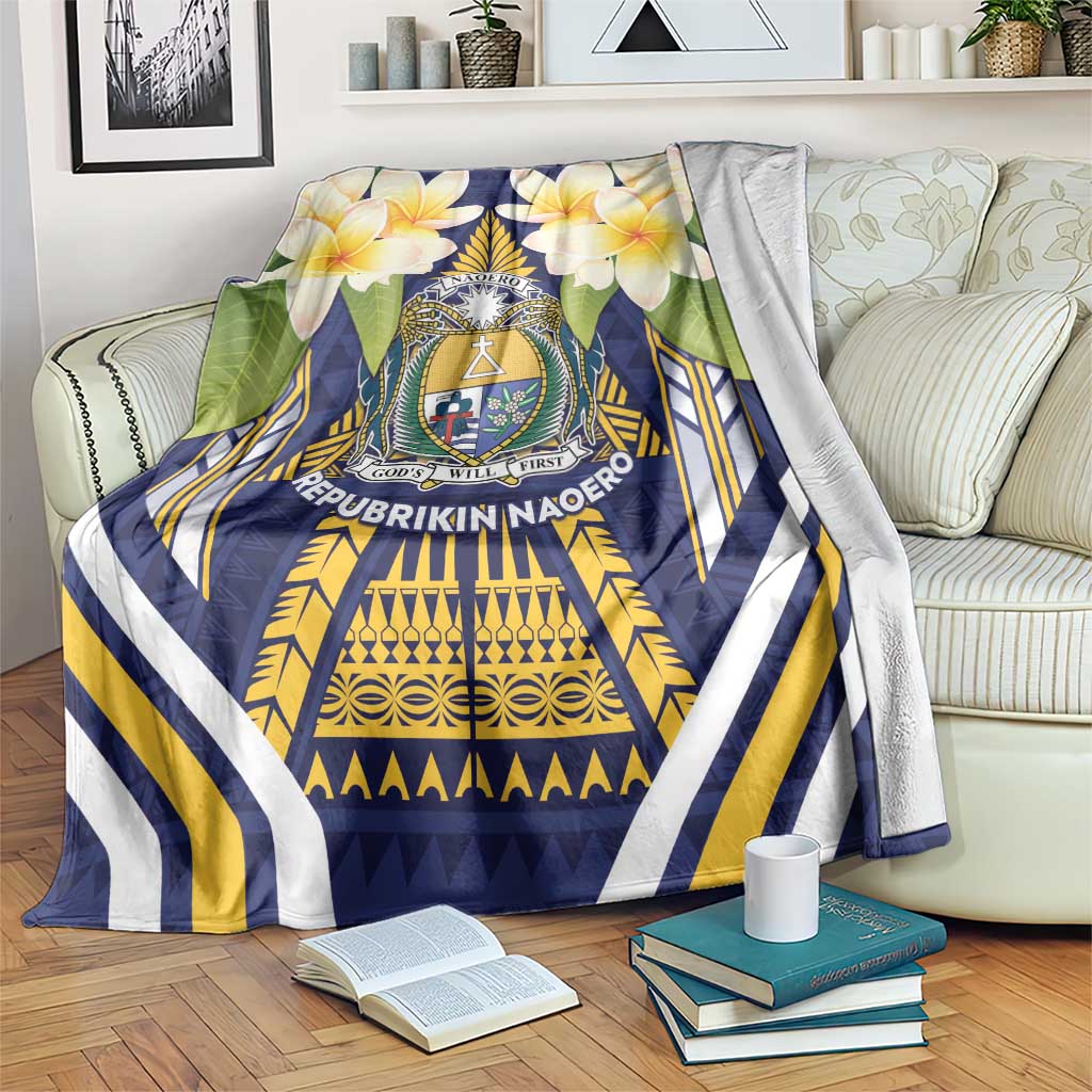 Nauru Independence Day Blanket Coat Of Arms With Plumeria LT05 Navy - Polynesian Pride