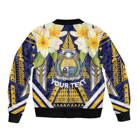 Personalised Nauru Independence Day Bomber Jacket Coat Of Arms With Plumeria LT05 - Polynesian Pride