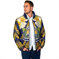 Personalised Nauru Independence Day Padded Jacket Coat Of Arms With Plumeria LT05 - Polynesian Pride
