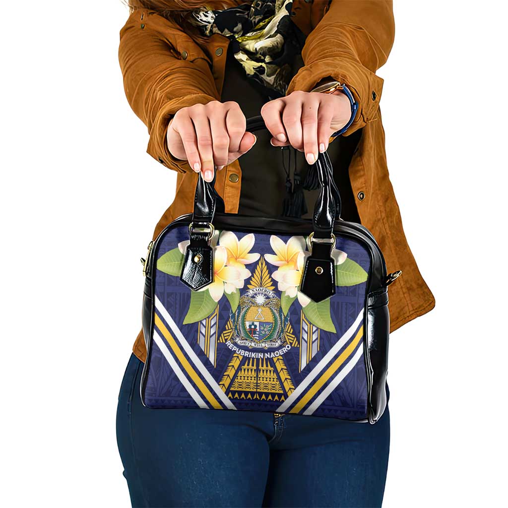 Nauru Independence Day Shoulder Handbag Coat Of Arms With Plumeria LT05 One Size Navy - Polynesian Pride