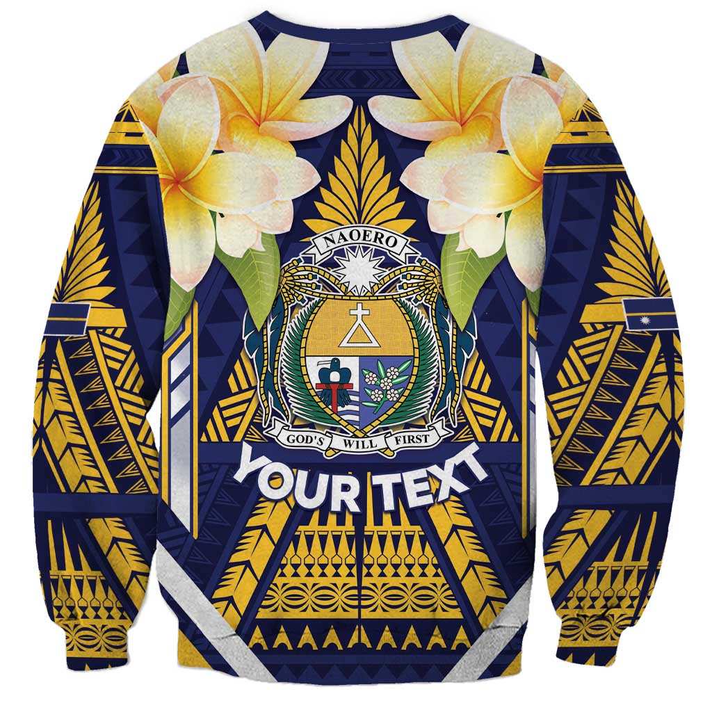 Personalised Nauru Independence Day Sweatshirt Coat Of Arms With Plumeria LT05 - Polynesian Pride