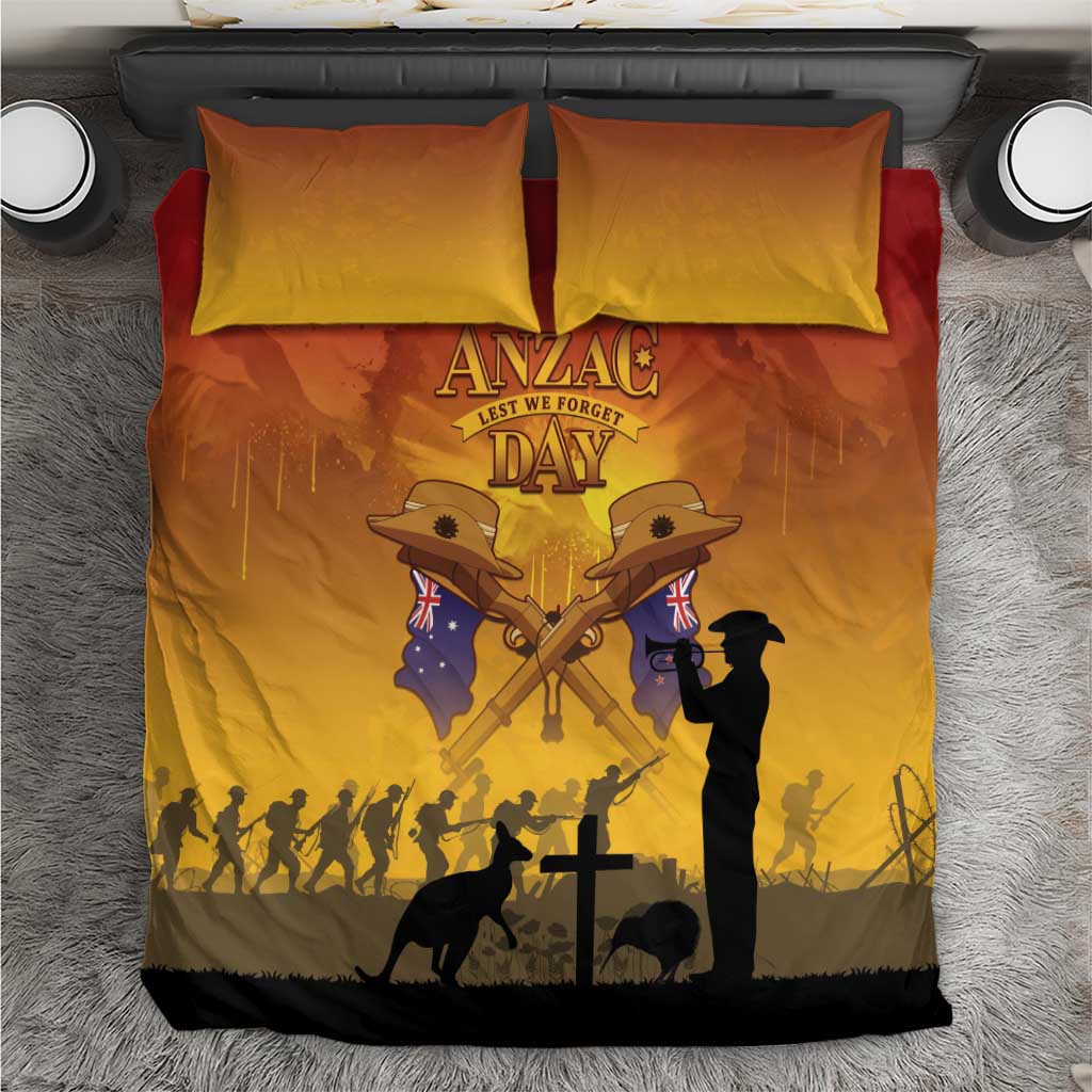 ANZAC Day Bedding Set Australia And New Zealand Slouch Hats LT05 Yellow - Polynesian Pride