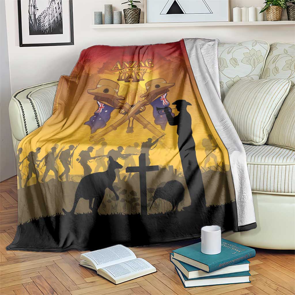 ANZAC Day Blanket Australia And New Zealand Slouch Hats LT05 Yellow - Polynesian Pride