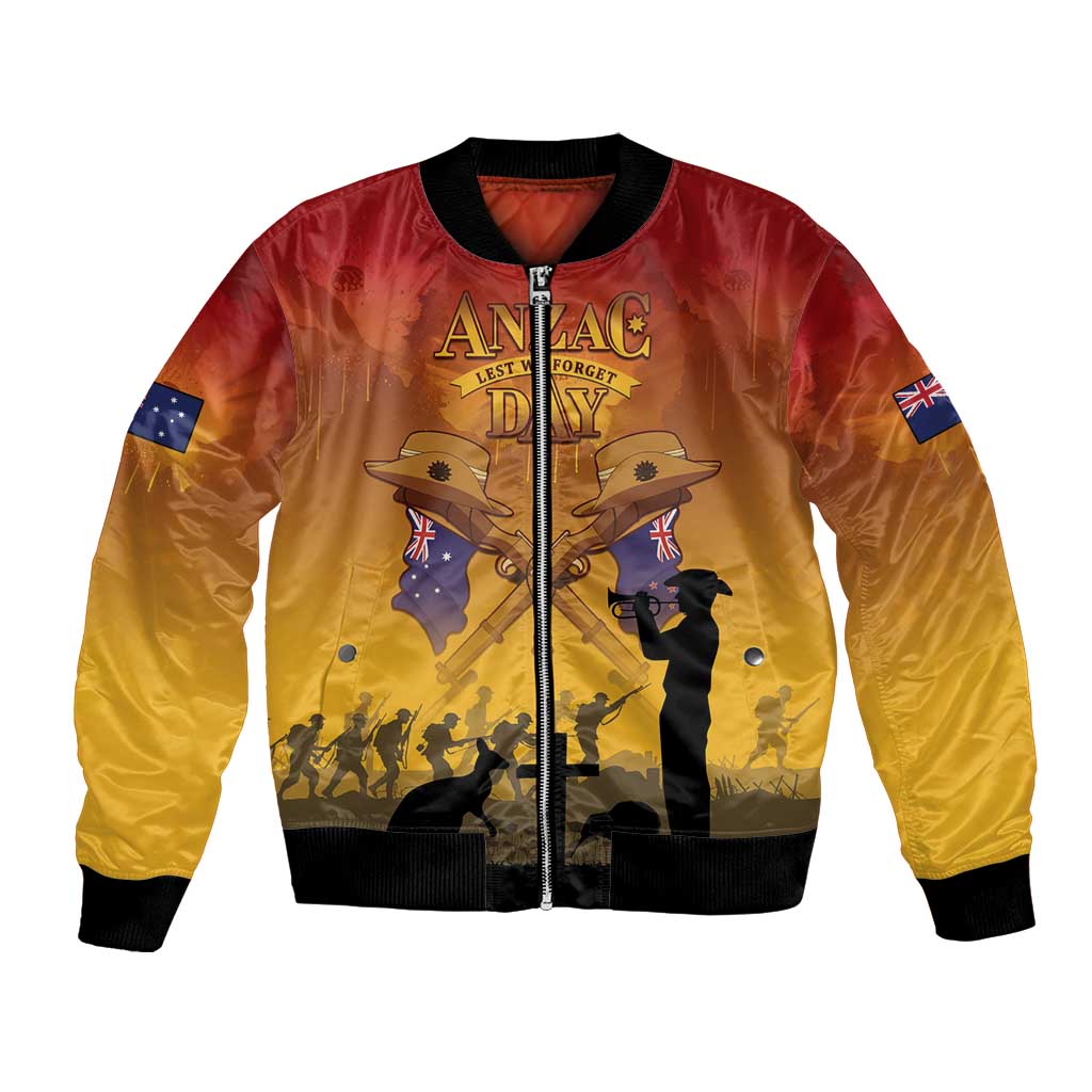 ANZAC Day Bomber Jacket Australia And New Zealand Slouch Hats LT05 Unisex Yellow - Polynesian Pride