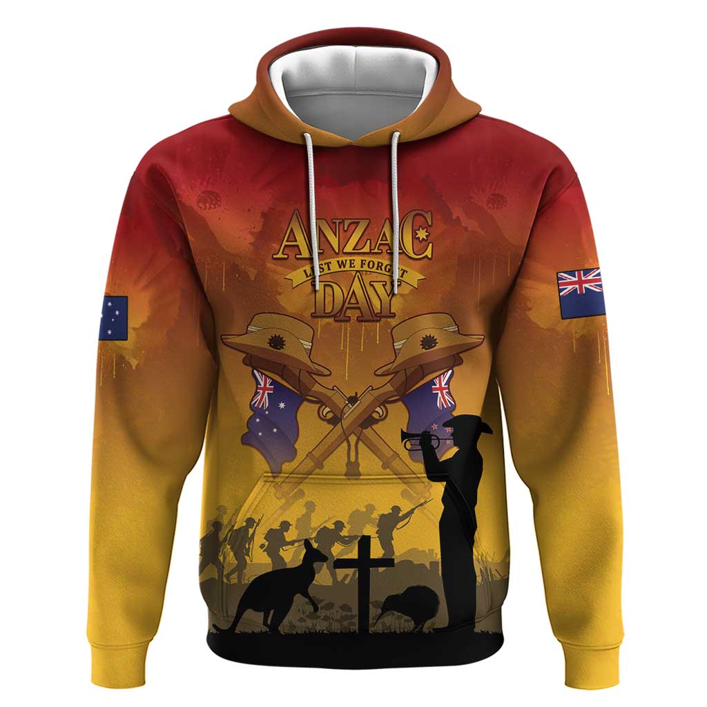 ANZAC Day Hoodie Australia And New Zealand Slouch Hats LT05 Pullover Hoodie Yellow - Polynesian Pride