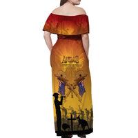 ANZAC Day Off Shoulder Maxi Dress Australia And New Zealand Slouch Hats LT05 - Polynesian Pride