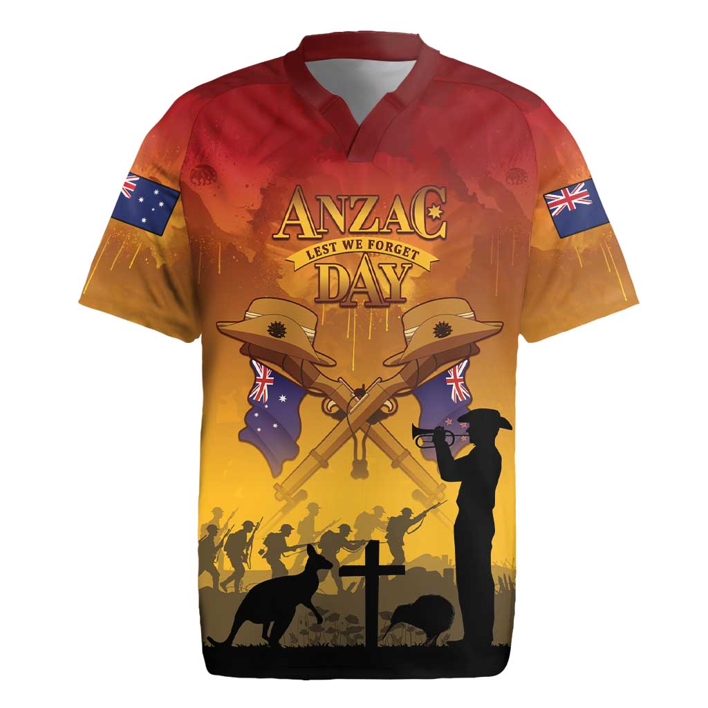 ANZAC Day Rugby Jersey Australia And New Zealand Slouch Hats LT05 Yellow - Polynesian Pride