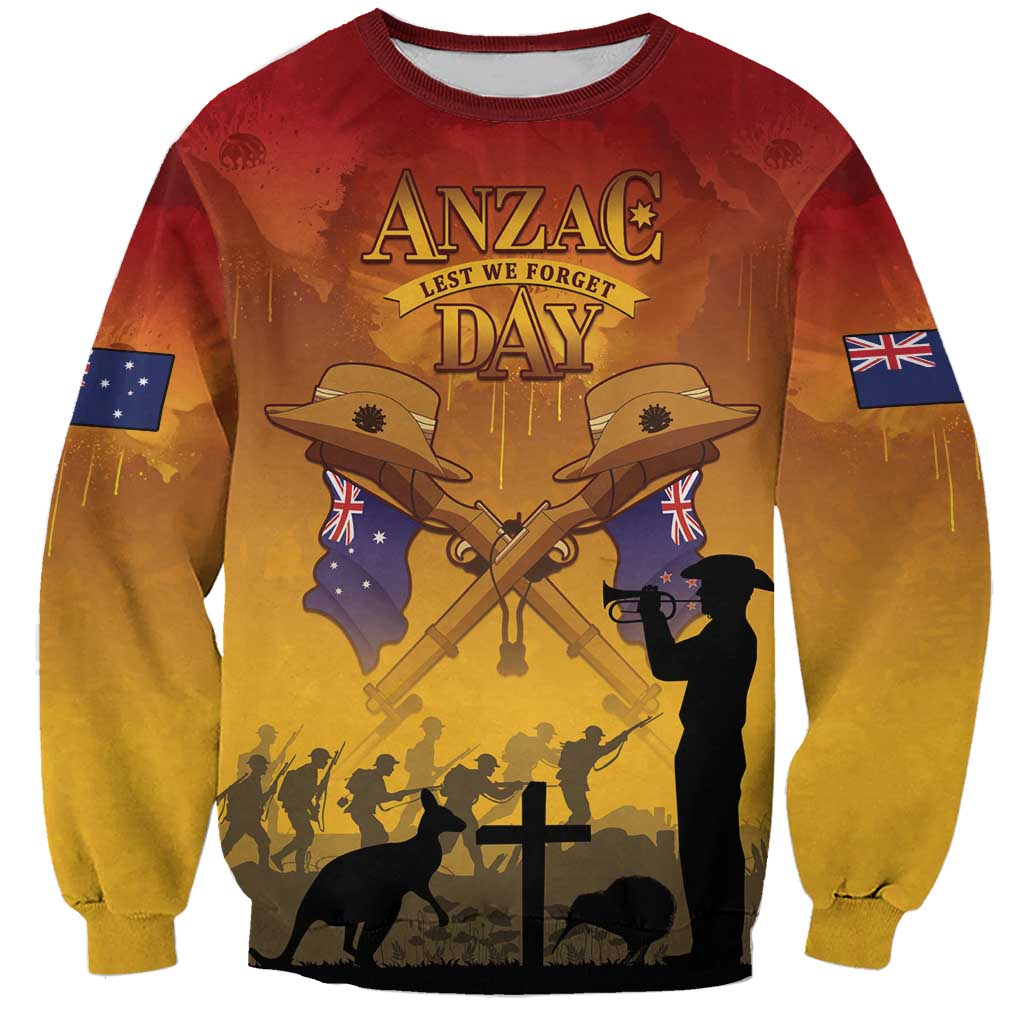 ANZAC Day Sweatshirt Australia And New Zealand Slouch Hats LT05 Unisex Yellow - Polynesian Pride