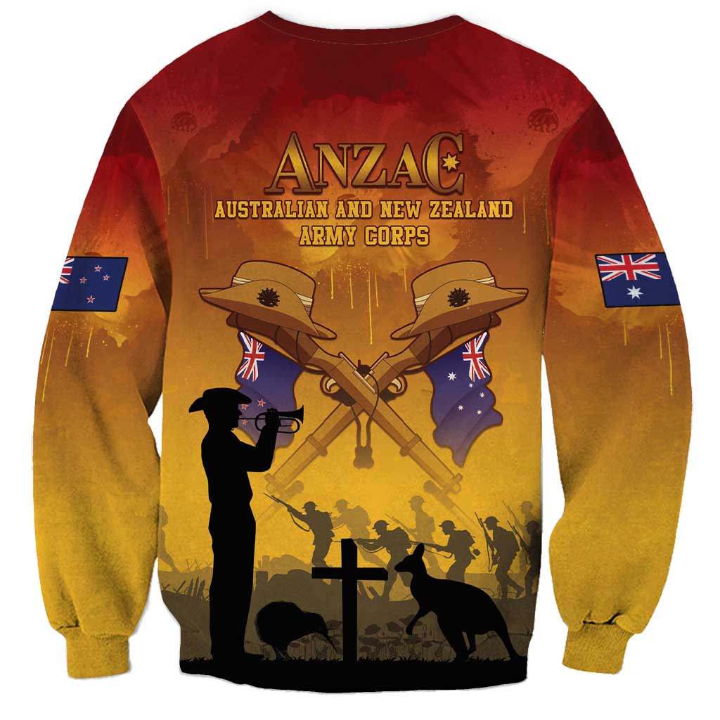 ANZAC Day Sweatshirt Australia And New Zealand Slouch Hats LT05 - Polynesian Pride