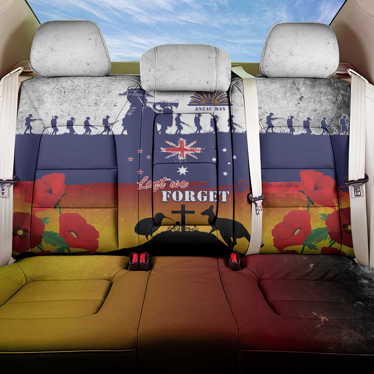 New Zealand And Australia ANZAC Last Post Back Car Seat Cover LT05 One Size Blue - Polynesian Pride
