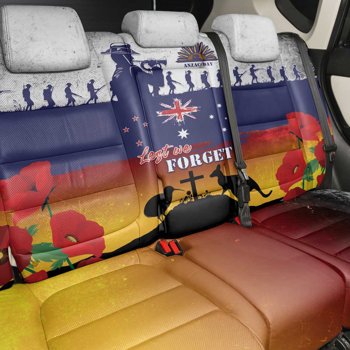 New Zealand And Australia ANZAC Last Post Back Car Seat Cover LT05 - Polynesian Pride