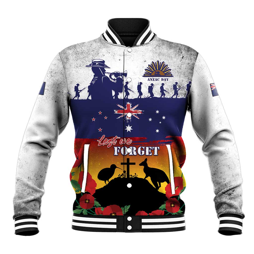New Zealand And Australia ANZAC Last Post Baseball Jacket LT05 Unisex Blue - Polynesian Pride