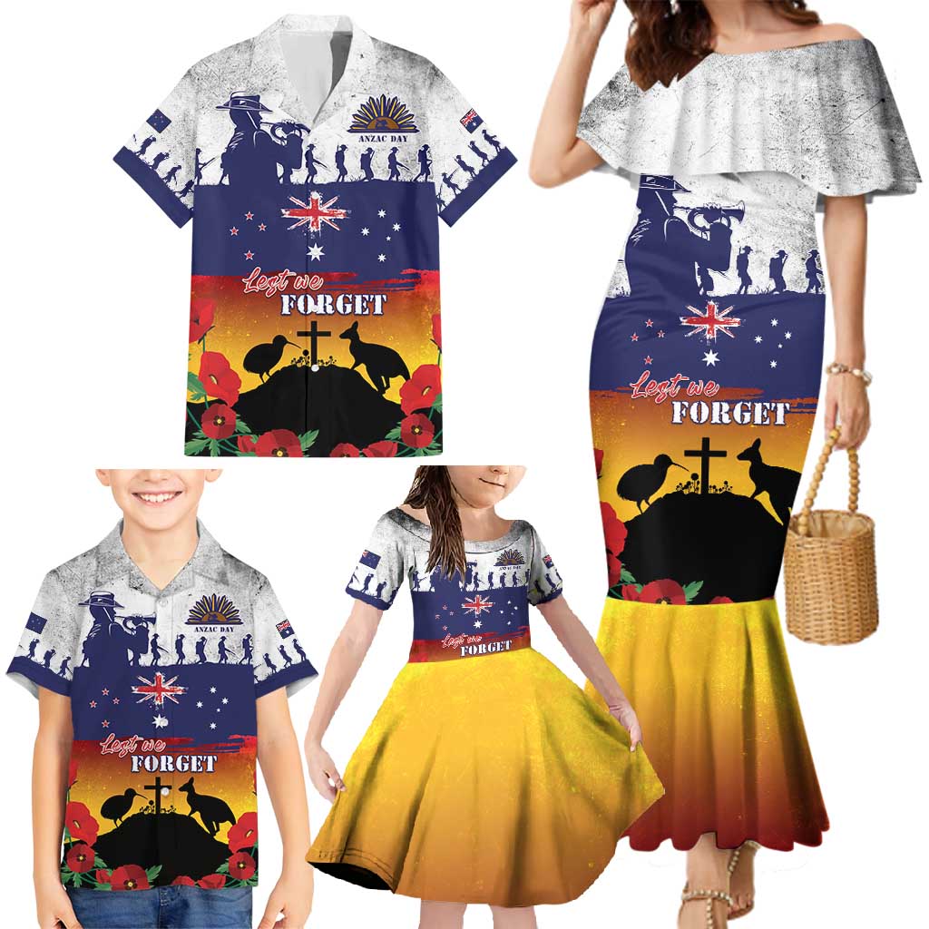 New Zealand And Australia ANZAC Last Post Family Matching Mermaid Dress and Hawaiian Shirt