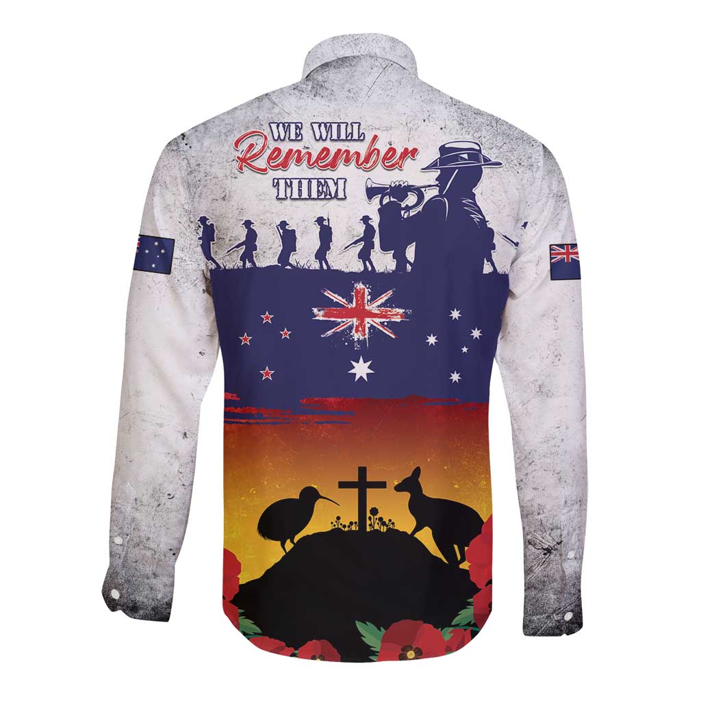 New Zealand And Australia ANZAC Last Post Long Sleeve Button Shirt LT05 - Polynesian Pride