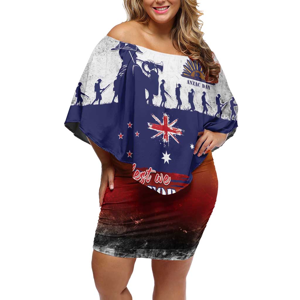 New Zealand And Australia ANZAC Last Post Off Shoulder Short Dress LT05 Women Blue - Polynesian Pride