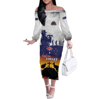 New Zealand And Australia ANZAC Last Post Off The Shoulder Long Sleeve Dress LT05 Women Blue - Polynesian Pride