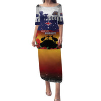 New Zealand And Australia ANZAC Last Post Puletasi LT05 Long Dress Blue - Polynesian Pride