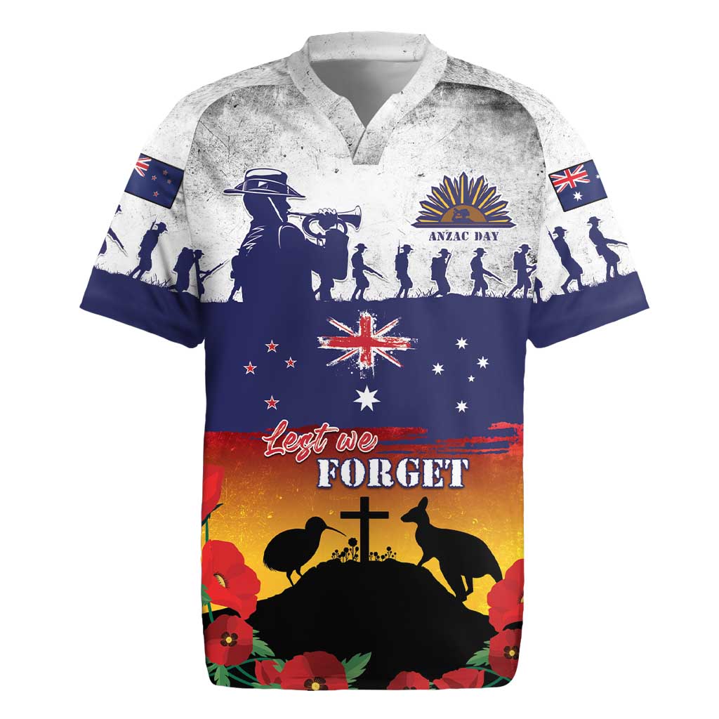 New Zealand And Australia ANZAC Last Post Rugby Jersey LT05 Blue - Polynesian Pride
