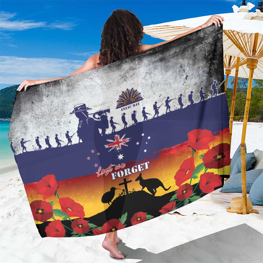 New Zealand And Australia ANZAC Last Post Sarong LT05 One Size 44 x 66 inches Blue - Polynesian Pride