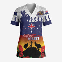 New Zealand And Australia ANZAC Last Post Scrub Top LT05 Adult Blue - Polynesian Pride