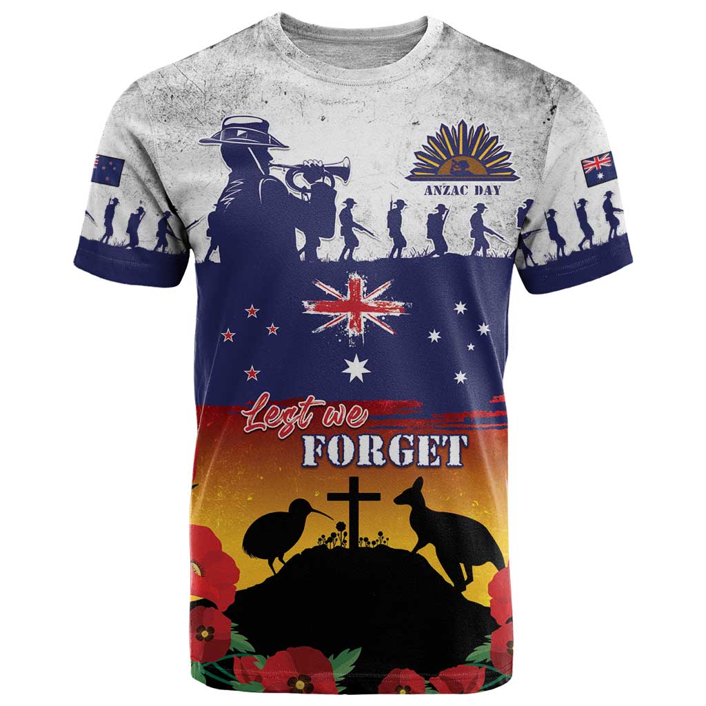 New Zealand And Australia ANZAC Last Post T Shirt LT05 Blue - Polynesian Pride