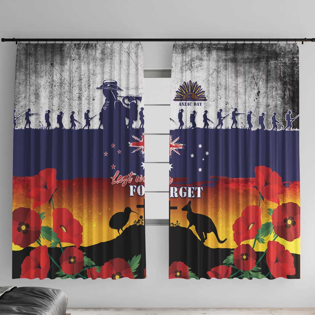 New Zealand And Australia ANZAC Last Post Window Curtain LT05 With Hooks Blue - Polynesian Pride