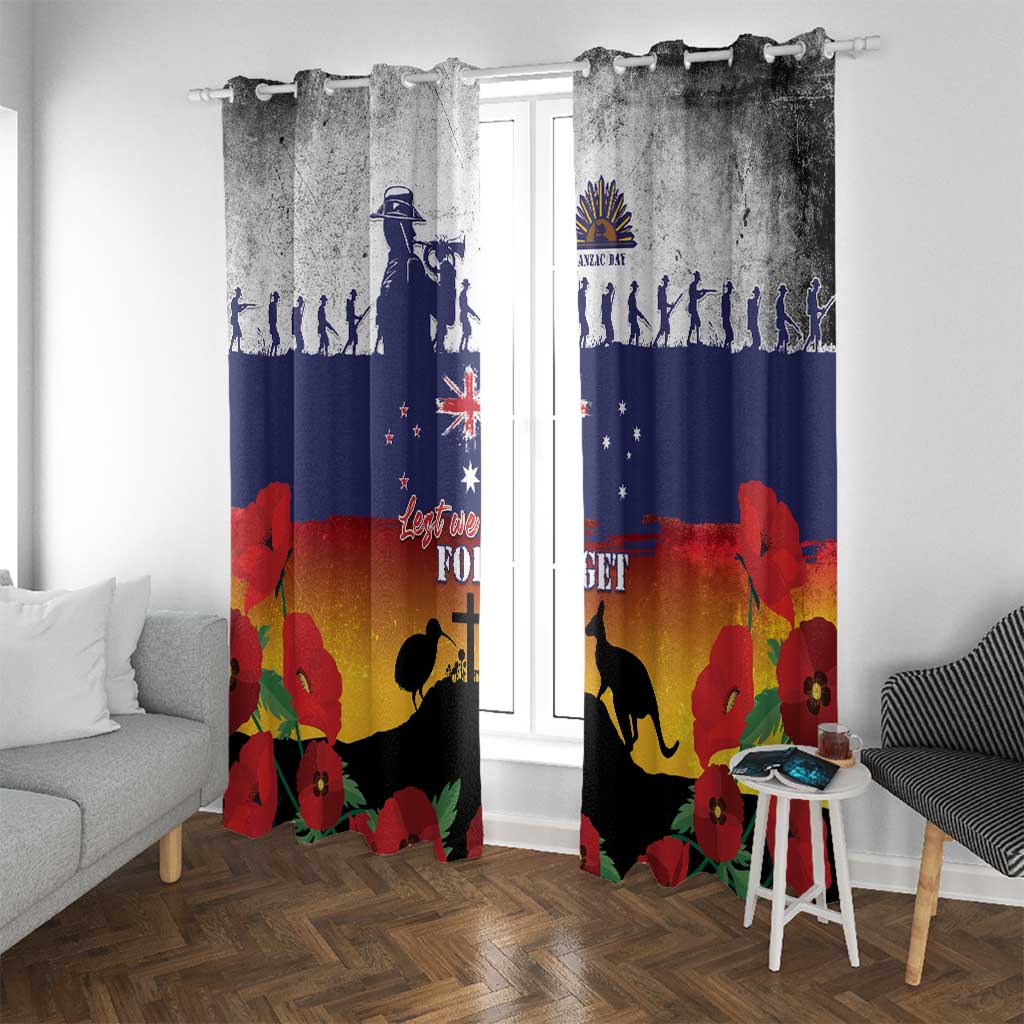 New Zealand And Australia ANZAC Last Post Window Curtain LT05 With Grommets Blue - Polynesian Pride