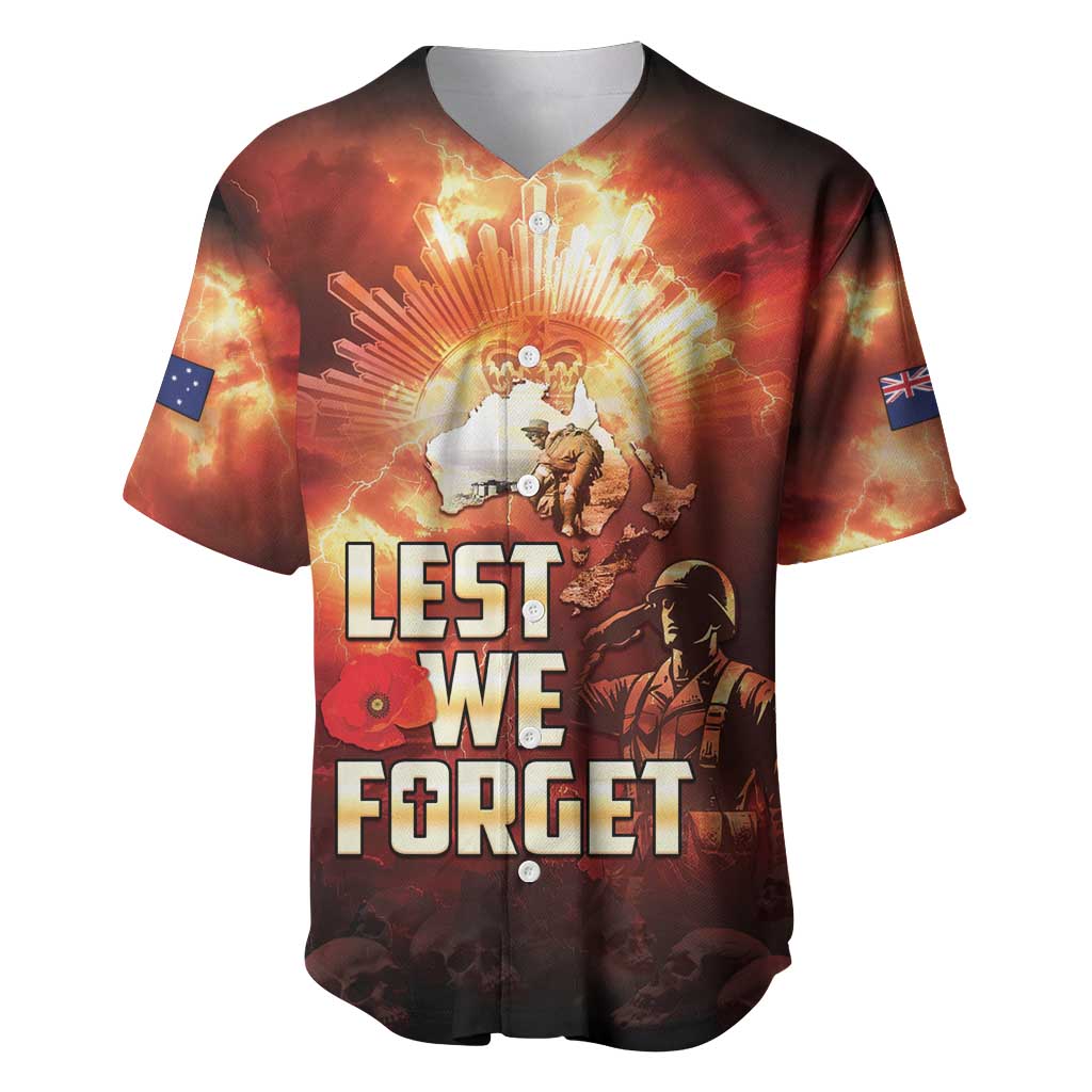 Honouring The ANZAC Spirit Baseball Jersey Gallipoli Lest We Forget LT05 Red - Polynesian Pride