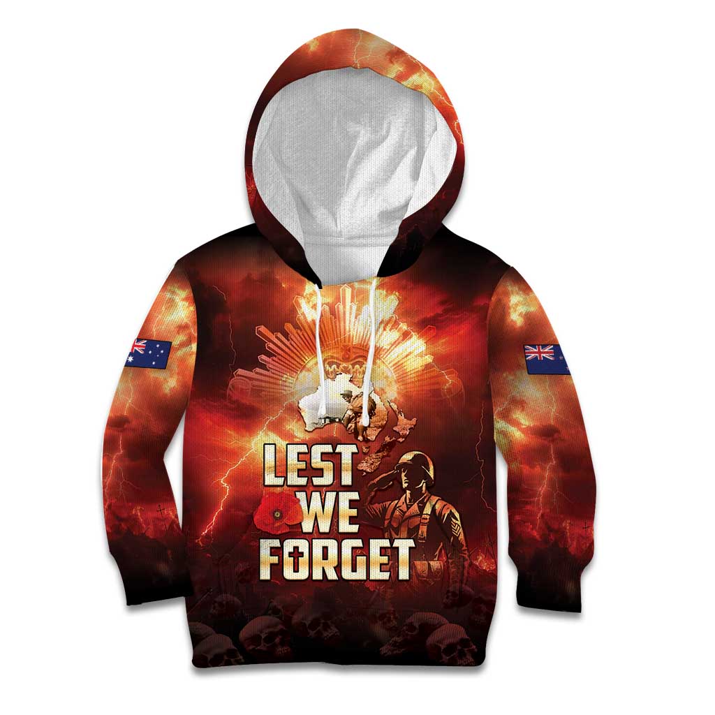 Honouring The ANZAC Spirit Kid Hoodie Gallipoli Lest We Forget LT05 Hoodie Red - Polynesian Pride