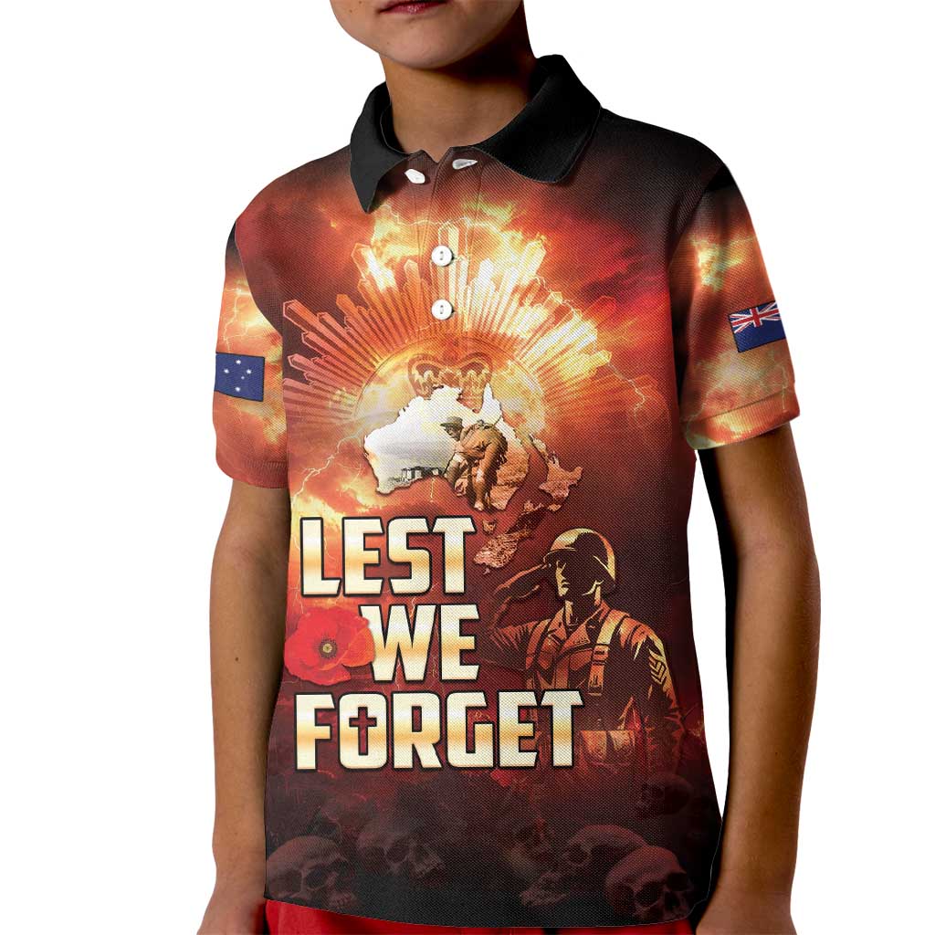 Honouring The ANZAC Spirit Kid Polo Shirt Gallipoli Lest We Forget LT05 Kid Red - Polynesian Pride