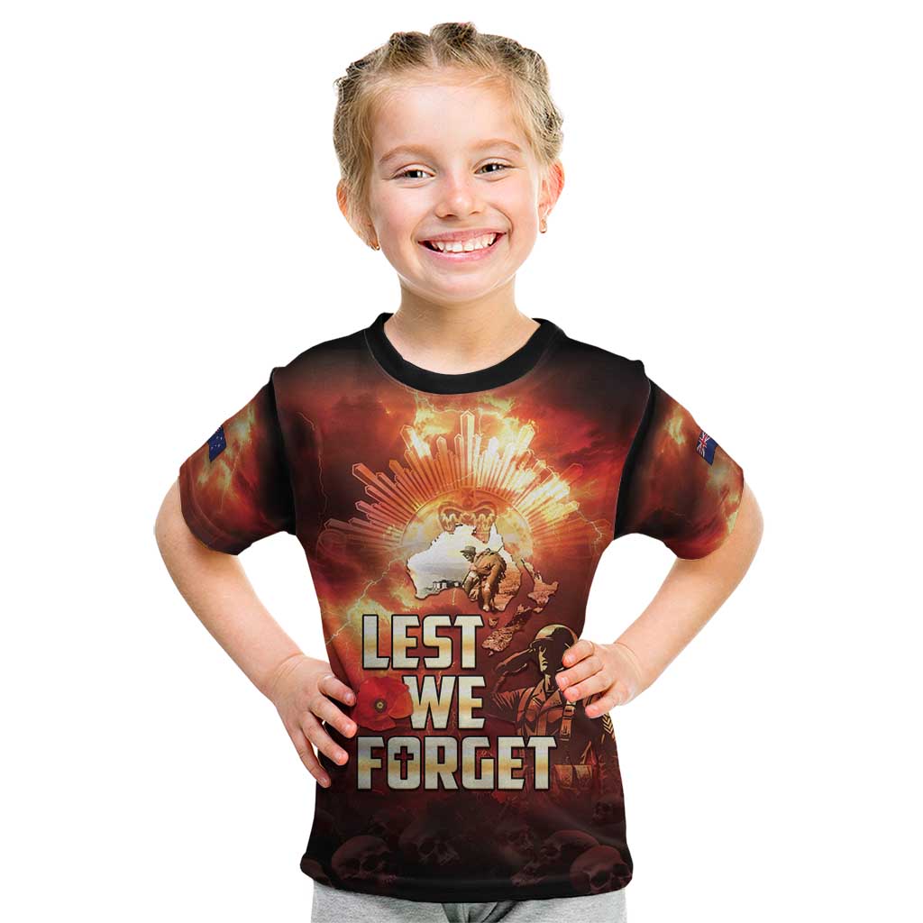 Honouring The ANZAC Spirit Kid T Shirt Gallipoli Lest We Forget LT05 Red - Polynesian Pride