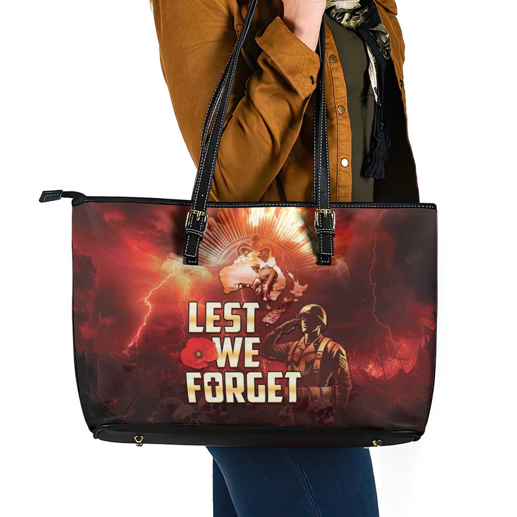Honouring The ANZAC Spirit Leather Tote Bag Gallipoli Lest We Forget LT05 - Polynesian Pride