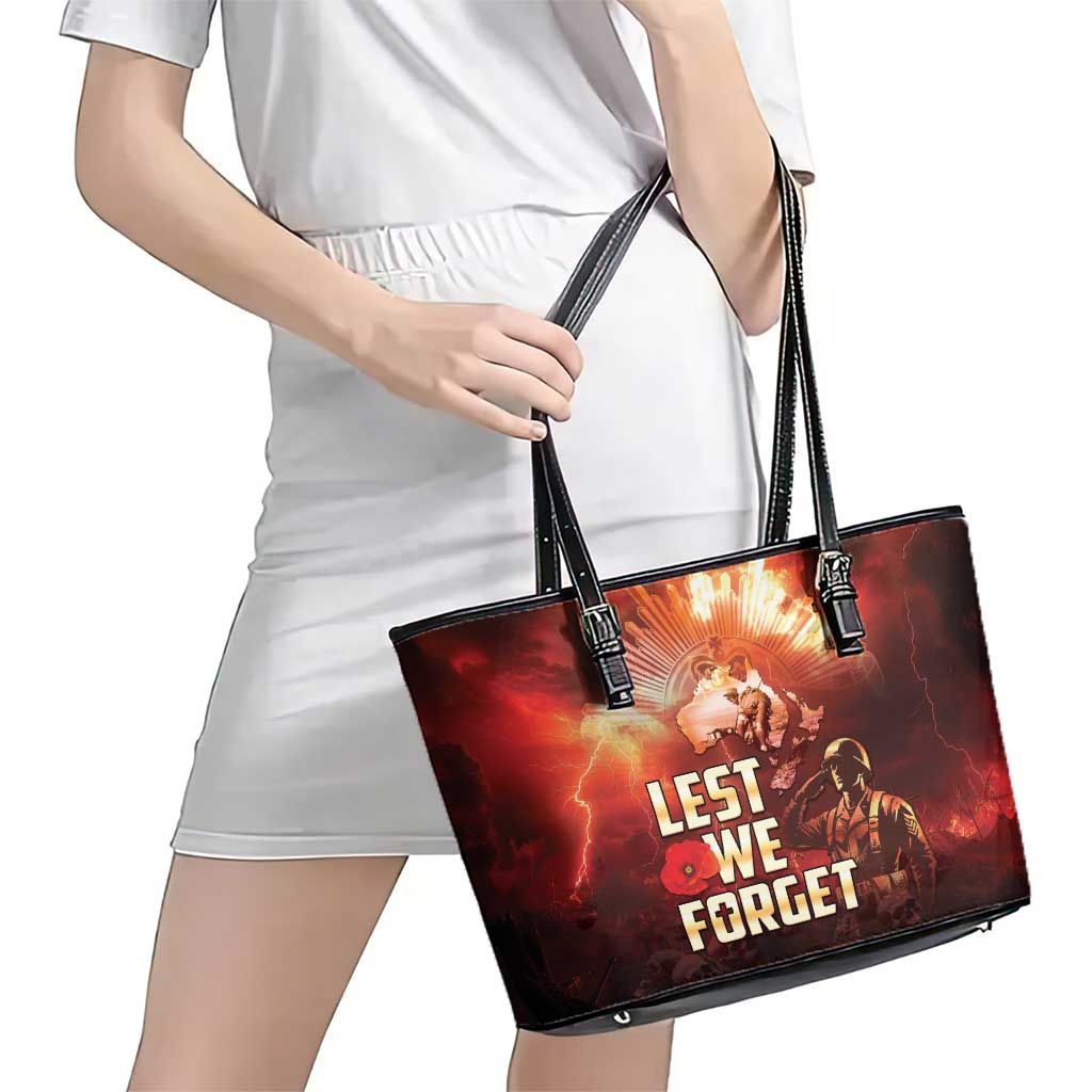 Honouring The ANZAC Spirit Leather Tote Bag Gallipoli Lest We Forget LT05 - Polynesian Pride