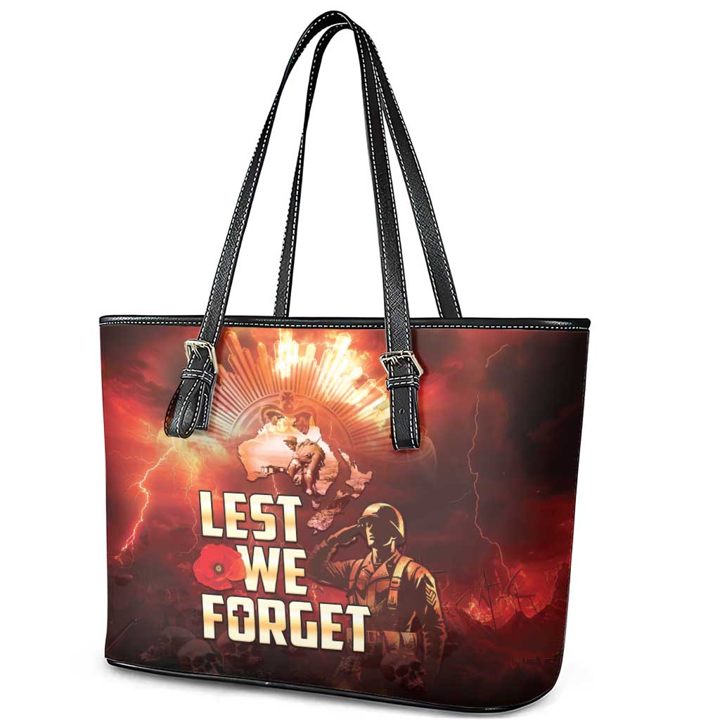 Honouring The ANZAC Spirit Leather Tote Bag Gallipoli Lest We Forget LT05 - Polynesian Pride
