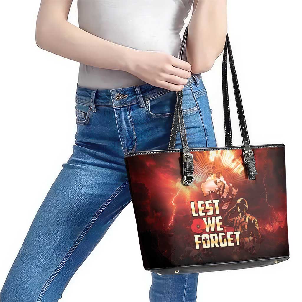 Honouring The ANZAC Spirit Leather Tote Bag Gallipoli Lest We Forget LT05 - Polynesian Pride